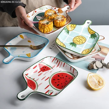 

Nordic Creative Ceramic Baking Pan Western Food Plate Baking Plate Fruit Plate Dish Plate Household Dining Table Accessories