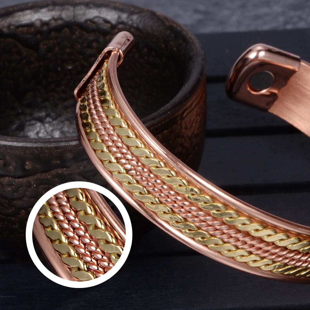 Bracelet en cuivre pur or-rose magnétique - Soulage douleurs & arthrose