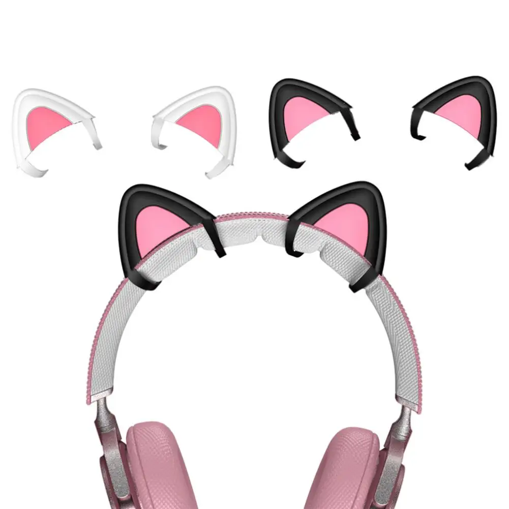 Black White Cute Cat Ear Protectors Case Silicone Headband Cover For