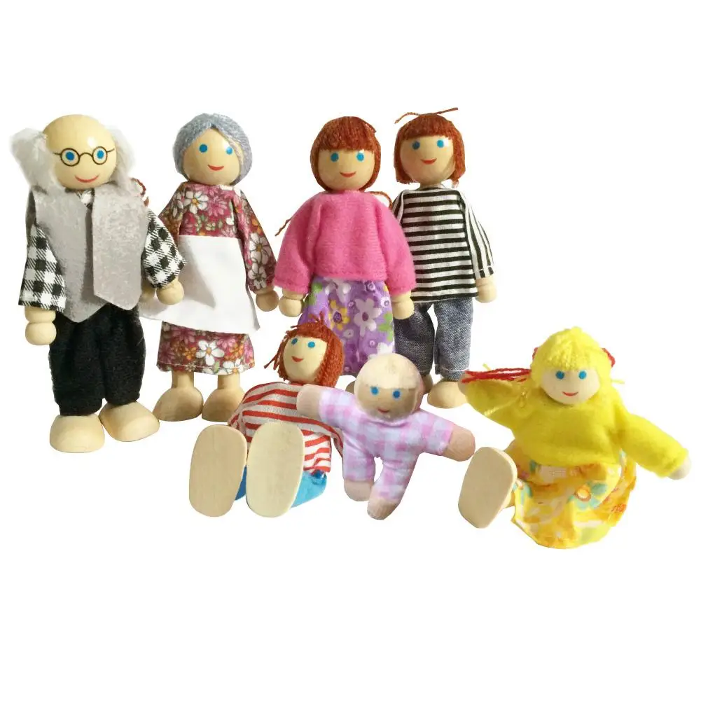 

Miniature Wooden Family People in Clothes Dolls Figure Dollhouse Accessory Toy Playing Doll Gift Kids Pretend Toys New