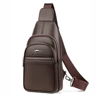 Sac à bandoulière en cuir kangourou pour homme, sac de poitrine marron, sac à bandoulière noir, sac de messager masculin, voyage décontracté, marque de luxe, nouveau 2