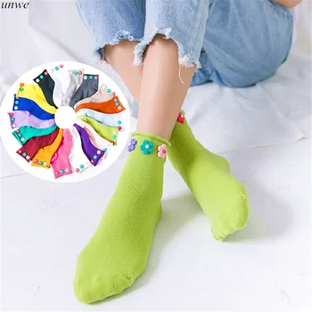

18 Colors/Pack Little Flower Cotton Socks Women Lot Candy Color Soft Socks Top Quality Lady Cozy Socks for Sweet Princess Girl