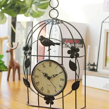 

1pc Iron Creative Art Birdcage Wall Clock Retro Birdcage Hanging Outdoor Indoor Mute Waterproof Decor Birdcag Clock Garden J2J1
