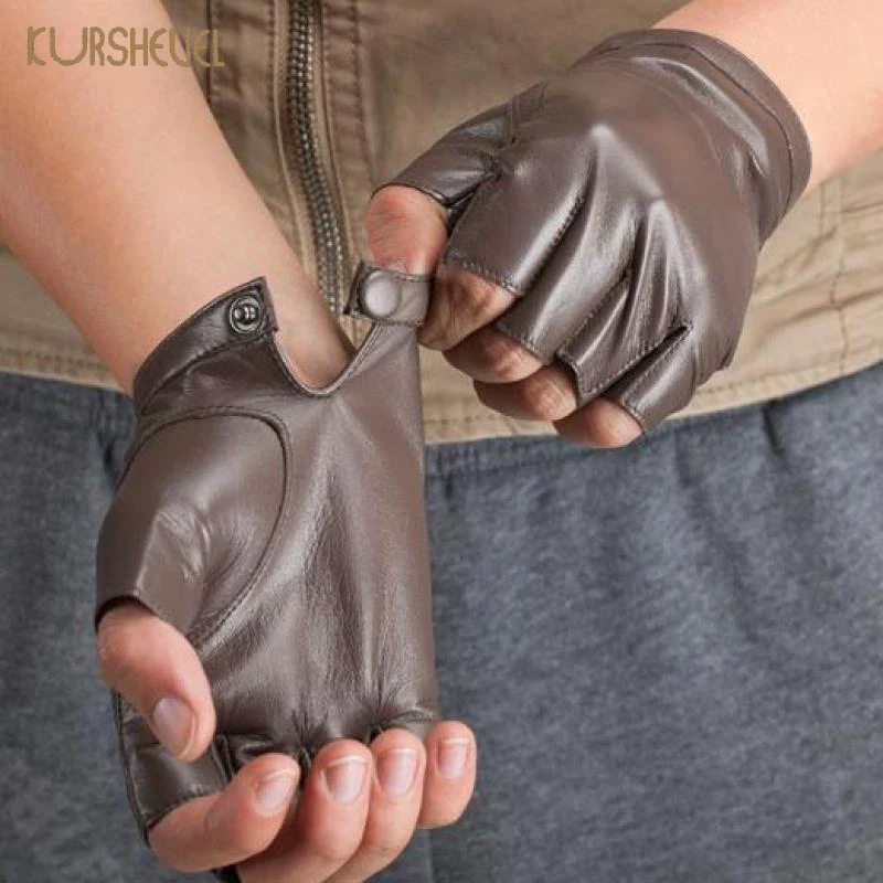 Man Woman Male Touch Warm Diamond Lattice PU Leather Black Free Riding Glove 