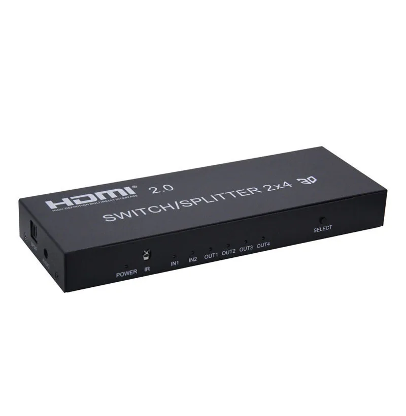 HDMI 2,0 2x4 сплиттер переключателя 3D 4K HDMI сплиттер переключателя SPDIF аудио поддержка 4 K/60Hz может уменьшить выход для 4K 1080P ПК к телевизору - Цвет: NO Packing Box