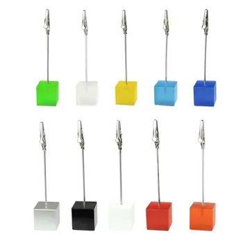 

Creative Colored Cube Stand Desk Card Note Picture Memo Photo Holder Clip FES0085 G Party K1M3 Table Decoration Wedding Sup P2R8