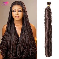Loose Wavy Crochet Braid Synthetic Hair Yaki Pony Style Spiral Loose Silky Wave Hair Extensions For Black Woman Ombre Brown 22”