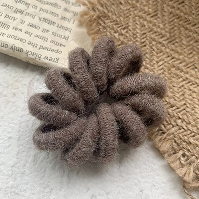 1PC Elastic Hair Bands Velvet Spiral Shape Ponytail Holders Hair Ties Gum Rubber Band Hair Rope Telephone Wire Hair Accessories Coffee