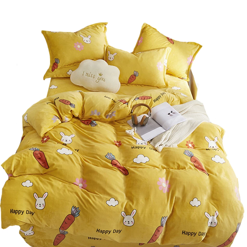 

3PCS Duvet Cover Set With 2 Pillowcase Flannel Fleece Pillow Sham Microfiber Polyester Breathable Soft Keep Warm In The Winter