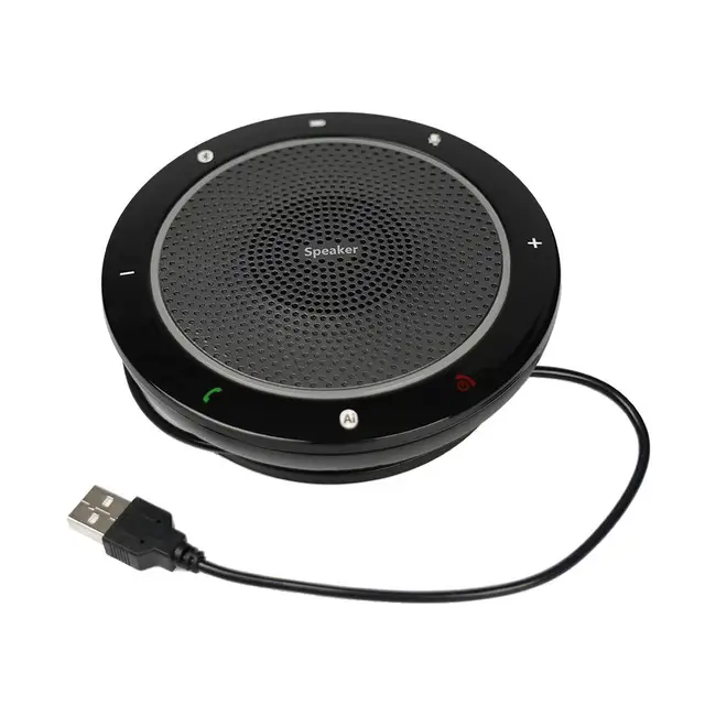 Bluetooth Conference Microphone USB Omni-direction Audio Pickup Speakerphone black