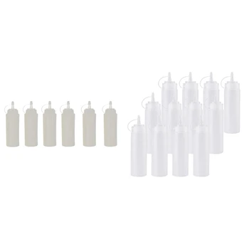 

6 Pcs 650Ml Plastic Squeeze Seasoning Bottle with Lid & 12 Pcs 8 Oz Squeeze Squirt Condiment Bottles