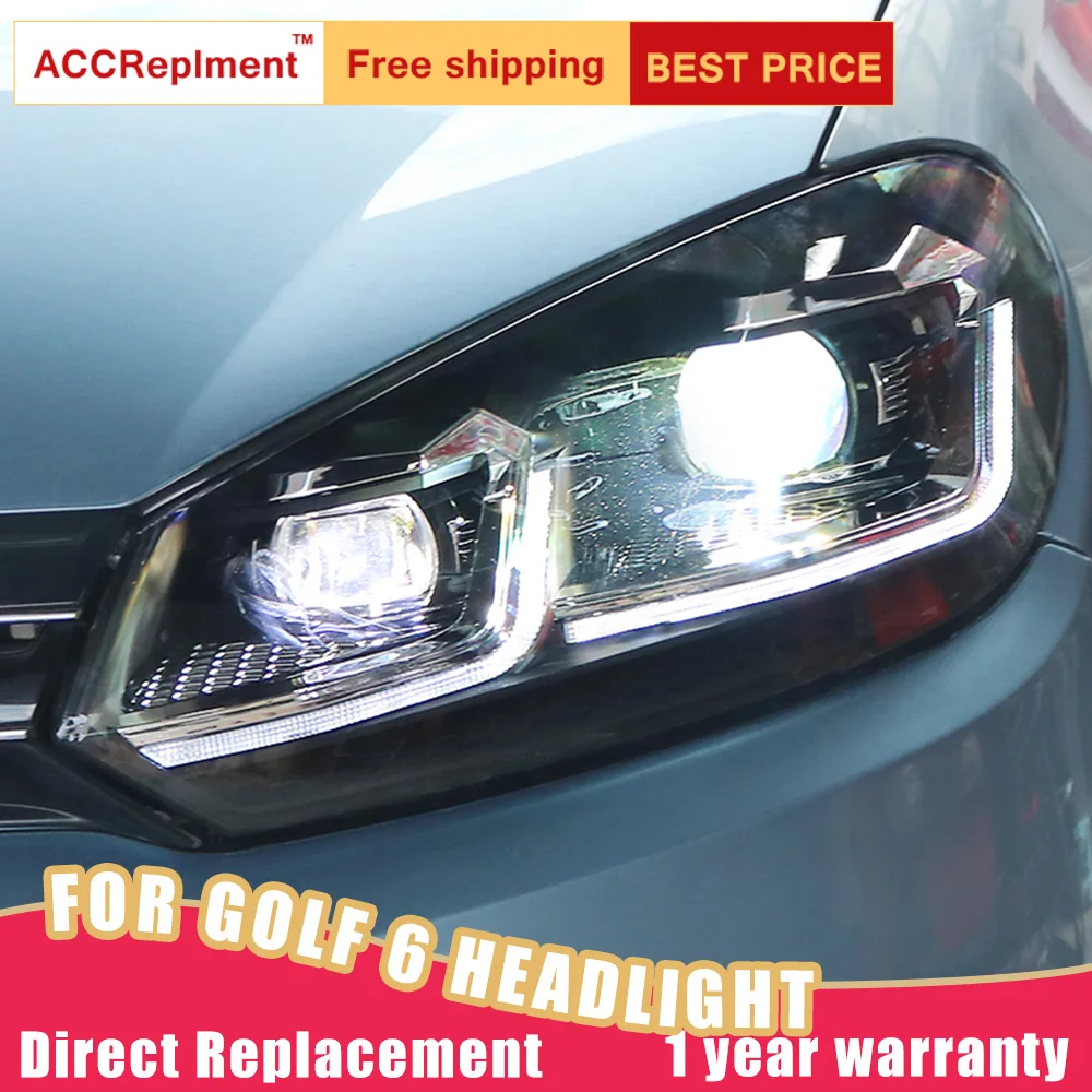 2 шт. светодиодный фары для VW Golf 6 2010-2013 Светодиодный Автомобильные фары ангельские глазки комплект ксеноновых фар, Высокопрочная конструкция протовотуманная подсветка Габаритные огни