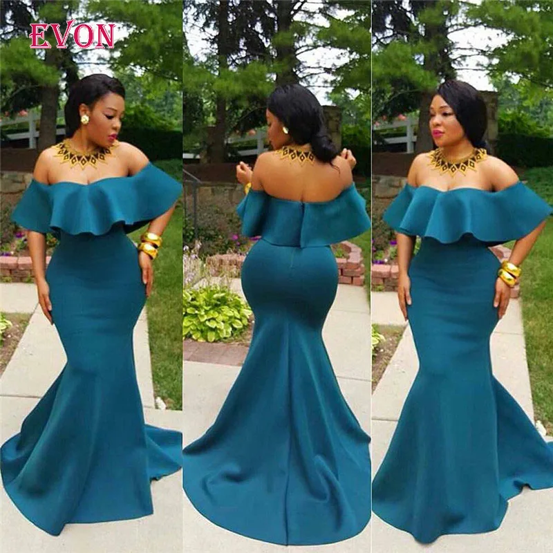 Сексуальные платья с открытыми плечами длинные для выпускного вечера русалочкой