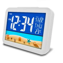 Réveil numérique LCD à LED, avec commande vocale, rétro-éclairage, lumière scintillante, pour chambre d'enfant, Table de bureau