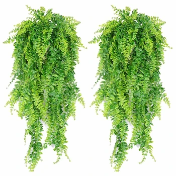 

2pcs Artificial Hanging Vines Ferns Plants Fake Ivy Leaves Garland Vine Wall Indoor Outdoor Gardon Decoration