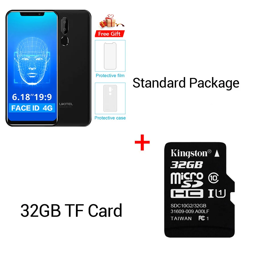 Black N 32GB Card OUKITEL C12 Pro 4G 6,1" 19:9 Android 8,1 Face ID 3300 мАч MT6739 четырехъядерный 2 Гб ОЗУ 16 Гб ПЗУ 8МП+ 5Мп отпечаток пальца мобильный телефон - Цвет: Black N 32GB Card