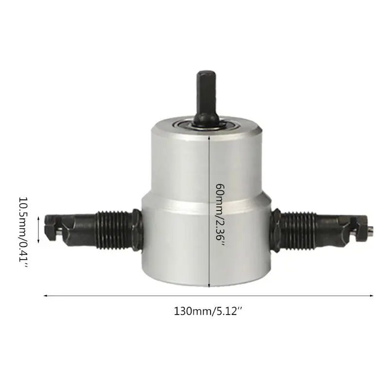 

160A Practical Nibble Metal Cutter Double Head Sheet Drill Tool Attachment Open 6XDD