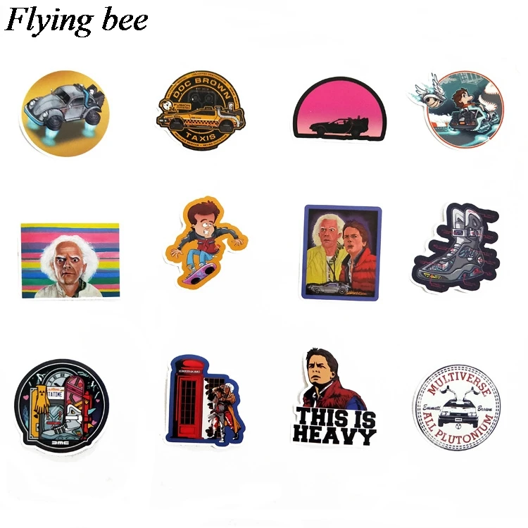 Flyingbee 57 шт. Назад в будущее водостойкие наклейки для автомобиля багаж ноутбука наклейки украшения спальни X0701