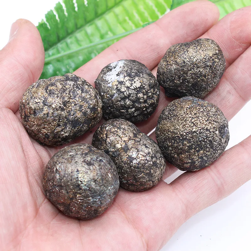 Anju Crystal Raw Stone Natural Pyrite Ore Ornament Chalcopyrite Specimen Round Ball Shape | Дом и сад