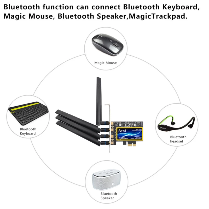 Goedkoop FV T919 1750Mbps Dual Band 802.11AC Desktop Wifi Adapter Broadcom BCM94360 Draadloze Bluetooth 4.0 Mac Osx Hackintosh