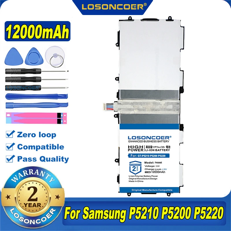 Rechargeable Battery 100% Original LOSONCOER T4500K T4500C T4500E 12000mAh Tablet Battery For Samsung Galaxy Tab 3 10.1 GT-P5210 P5200 P5220 P5213