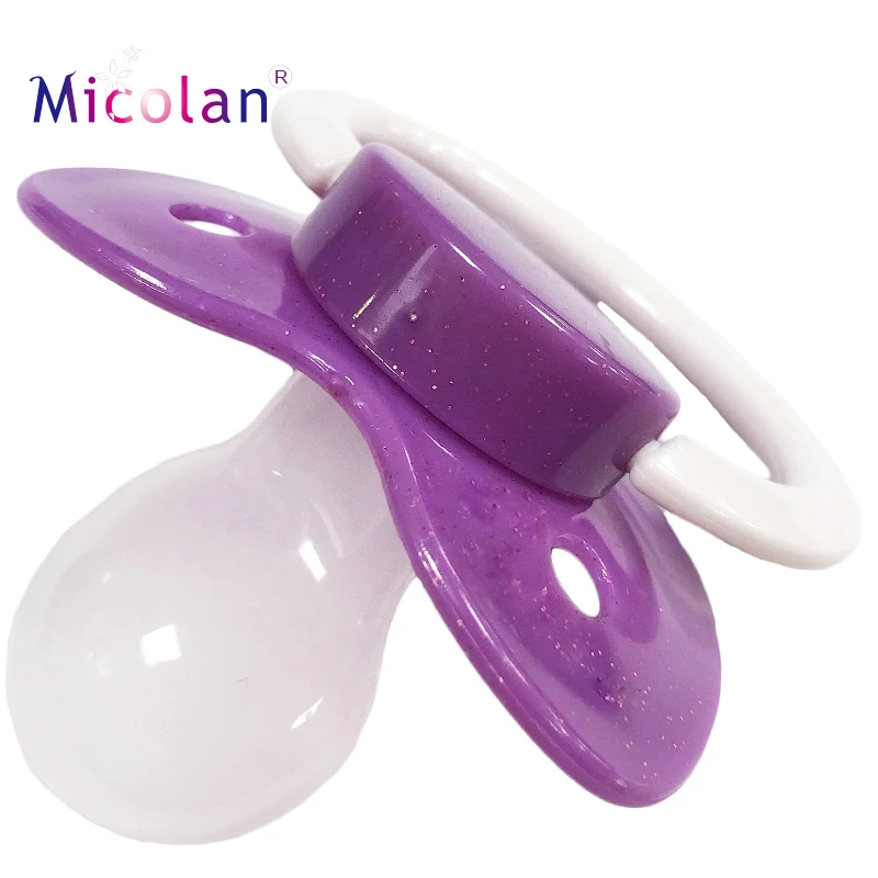 ABDL Multicolour Silicone Adult Baby Sized Pacifier Nipple Dummy---Purple Gltter WIth White