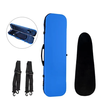 

4/4 Full Size Portable Glass Fiber Violin Case Oblong Shape Hardshell Storage Bag Box with Hygrometer Straps