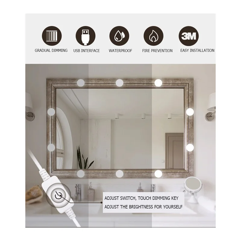 AOSONG туалетный светильник голливудская USB Косметическая зеркальная лампа