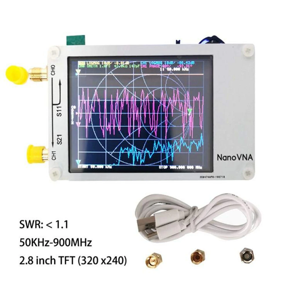 

New NanoVNA 2.8 inch LCD HF VHF UHF UV Vector Network Analyzer 50KHz - 900MHz Antenna Analyzer with battery