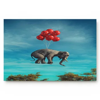 

Elephant Balloon Big Stupid Elephant Red Sky Blue Cloud Animal Flying Up Big Tree Flying Funny Indoor Bathroom Decor Doormats