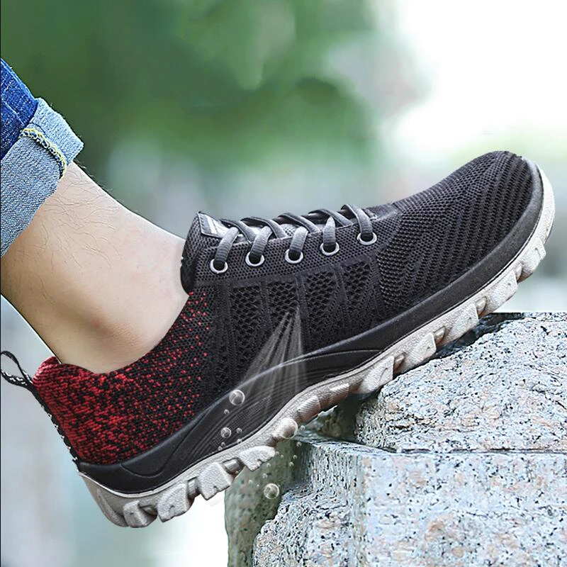 Мужская Повседневная дышащая защитная обувь летние рабочие ботинки со стальным