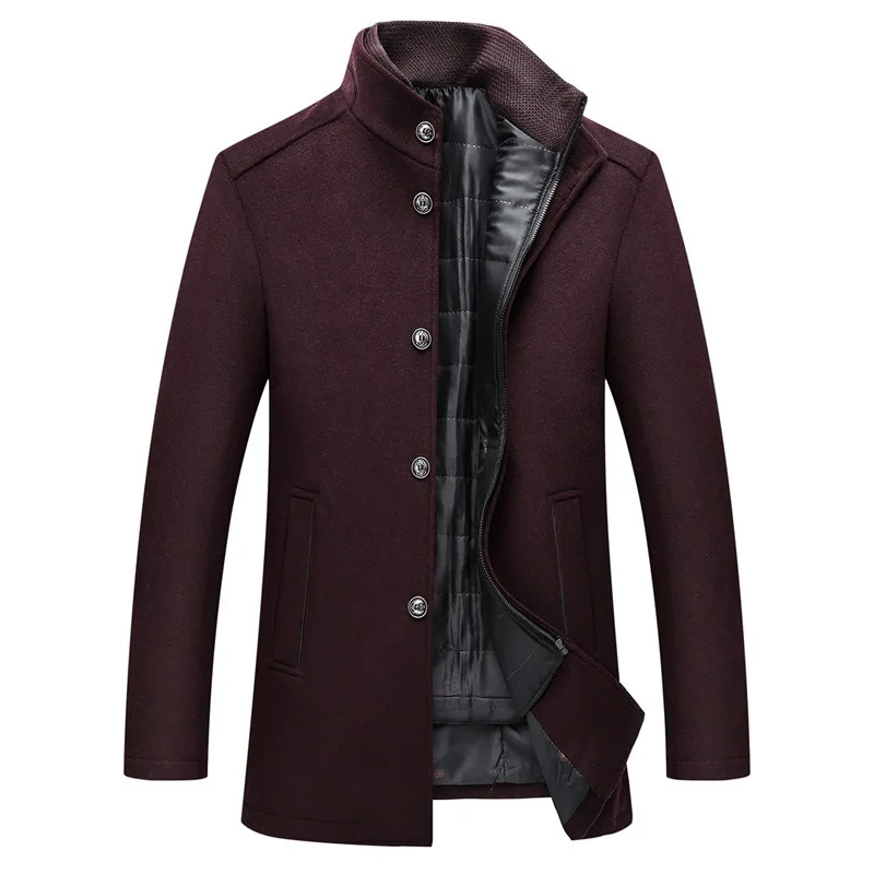 

Middle Man Overcoat Long Woolen Loose Coat Thickening Men's Stand Woolen Overcoat