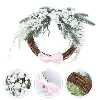 

1Pc Artificial Floral Wreath Door Hanging Wreath Christmas Party Supply (Pink)