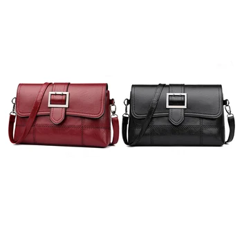 

2pcs Designer Women Shoulder Bag Fashion Handbag and Purse Pu Leather Crossbody Bags for Women New - Black & Red