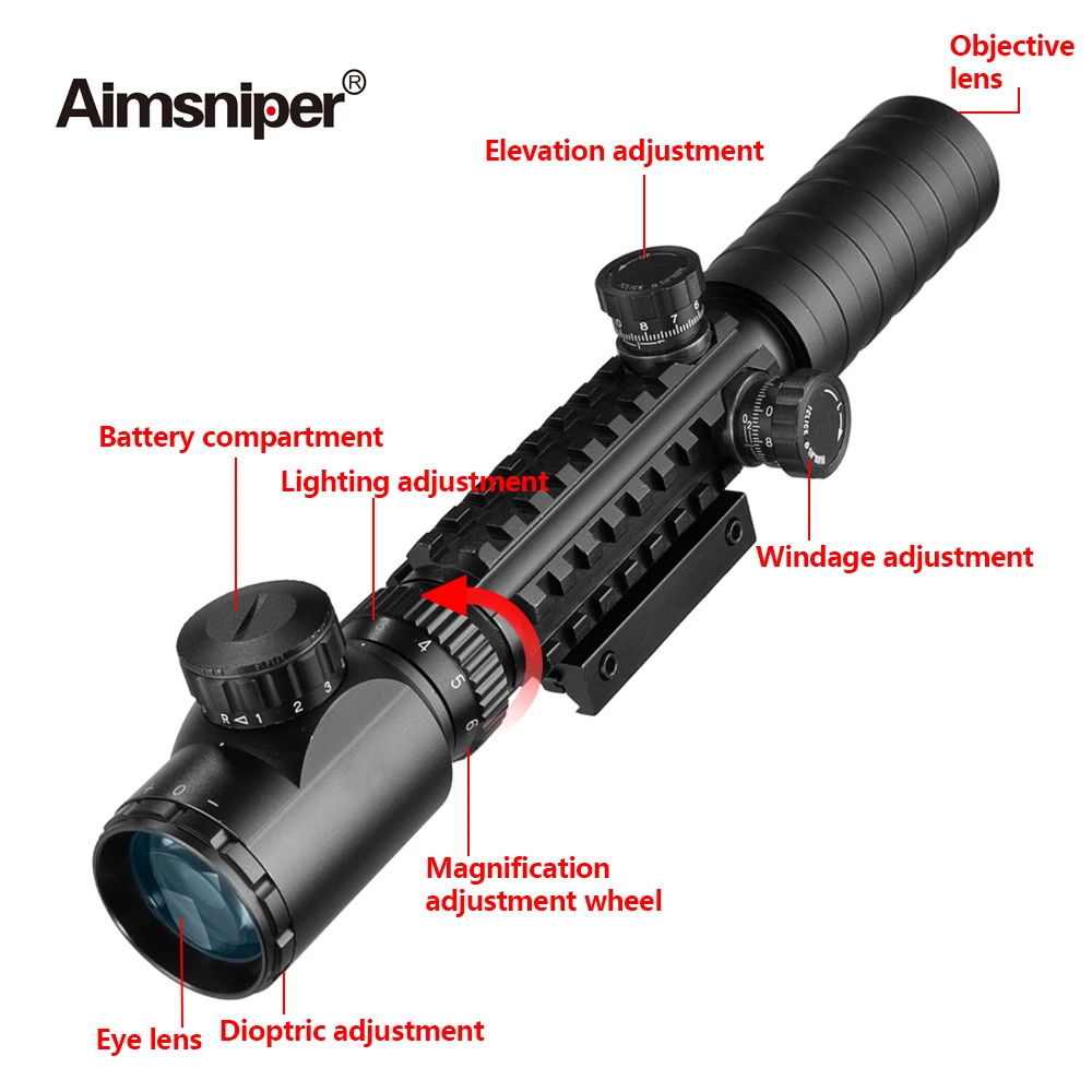 Aimsniper охотничий 3 9X32EG прицел с красной и зеленой подсветкой тактический