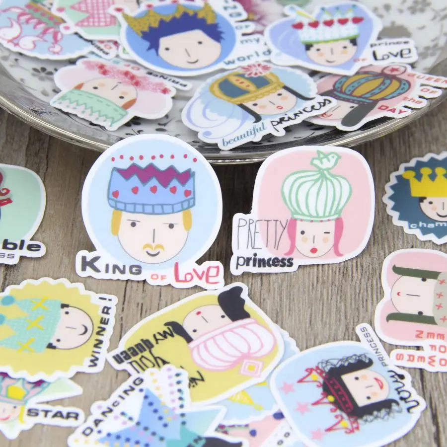cheap 40pcs King Queen Princess Prince Crown Character stickers Scrapbooking Stickers Decorative Sticker DIY Craft Photo Albums
