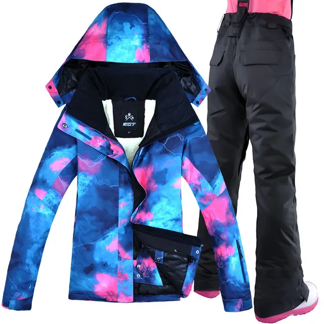 Women Ski Suit Winter Clothing Waterproof Windproof Skiing Snow Jacket Pants Outdoor Sport Wear Female Super Warm Suit Set