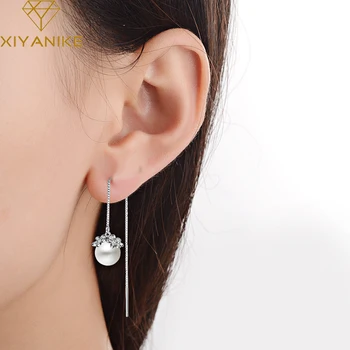 

XIYANIKE 925 Sterling Silver Newly Arrived Daisy Tassel Long Earrings for Women Couple Handmade Wedding Jewelry Prevent Allergy