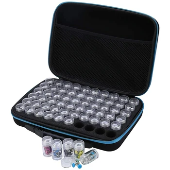 

60 Slots Diamond Painting Storage Case, for Jewelry Beads Rings Charms Glitter Rhinestones Come with 60 Plastic Jars