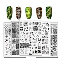 Nail Stamp Snake Big Size Full Cover Nail Stamping Plates 14.5*9.5cm Lace Heart Sexy Girl Punk Style Manicure Nail Art Template 1