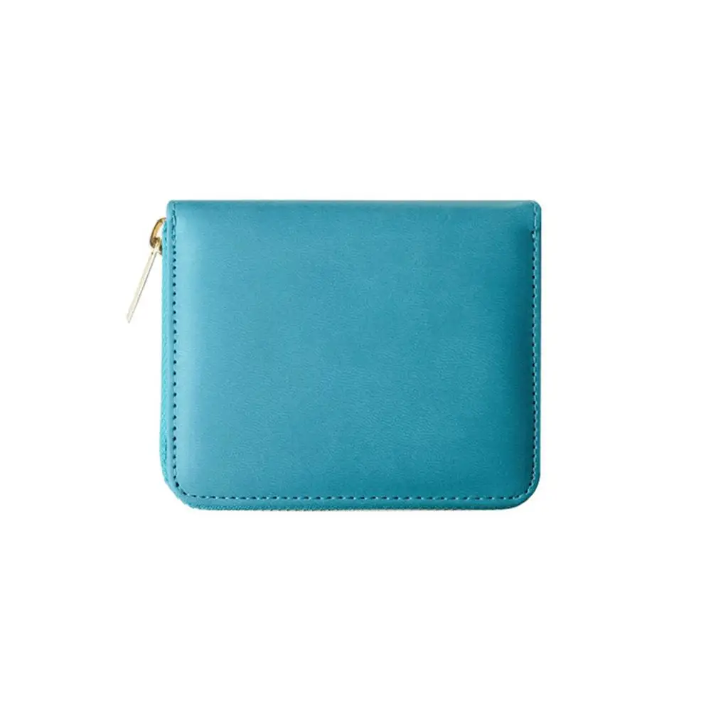 Женский кошелек для монет, короткий кожаный держатель для карт, бизнес кошелек для отдыха, кошелек для ежедневного использования, клатч, кошелек женский - Цвет: Blue