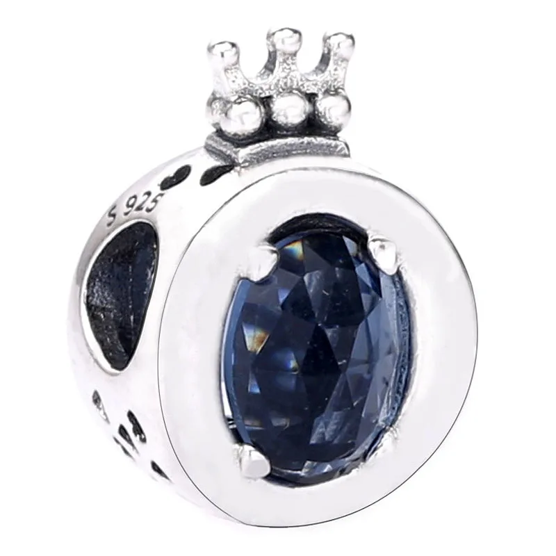 Original Sparkling Crown O With Blue & Clear Crystal Beads Fit 925 Sterling Silverl Charm Bracelet Bangle Diy Jewelry Original Sparkling Crown O With Blue & Clear Crystal Beads Fit 925 Sterling Silverl Charm Bracelet Bangle Diy Jewelry