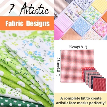 

25x25cm Assorted Pre Cut Floral Cotton Fabric Quilt Cloth Sewing for DIY Masks Making Anti-dust for Kids Adult Mask Material