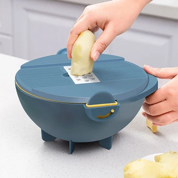 

New Style Manual Vegetable Cutter Slicer Multi-functional Drain Basket Potato Peeler Carrot Grater Chopper Kitchen Gadgets