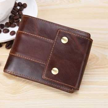 

Multifunction Genuine Leather Men Wallets Vintage Hasp Women Money Bag Zipper Pocket Card Holder Standard Portomonee Coin Purse