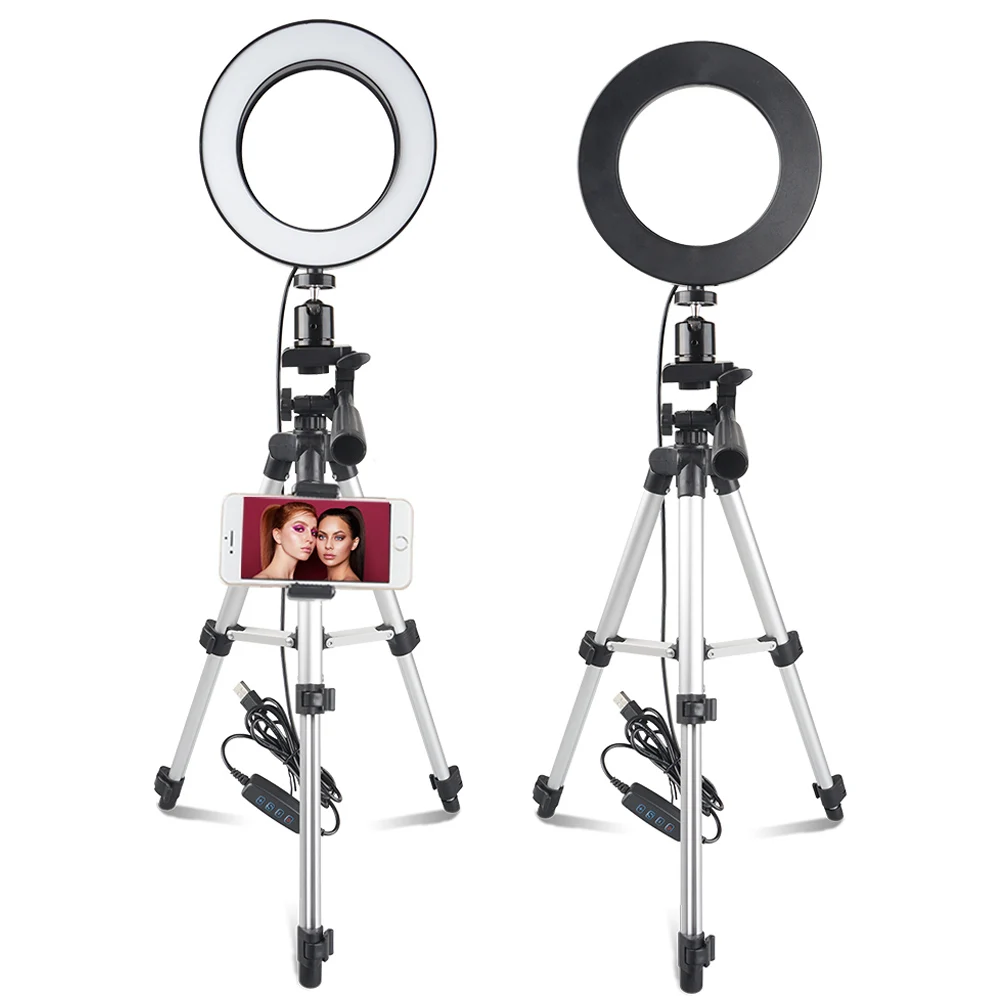 Spash 6 Inch LED Selfie Ring Light with Stretchable Tripod and Phone Holder Circular Lamp Light Ring for Makeup Photography 15