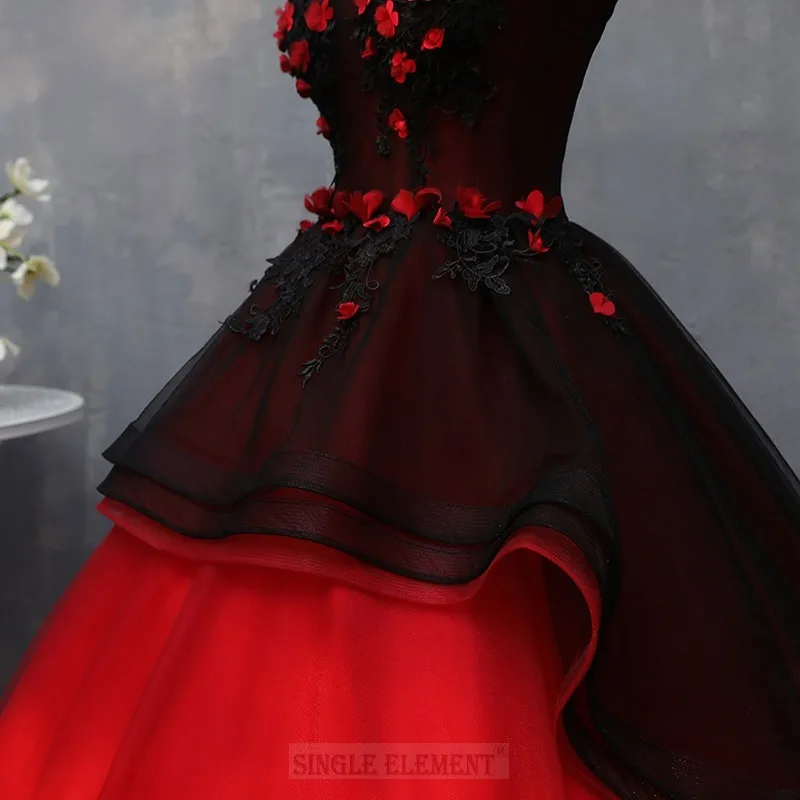 Сладкие 16 Платья с открытыми плечами красные и черные вечерние бальные платья пышные бальные платья