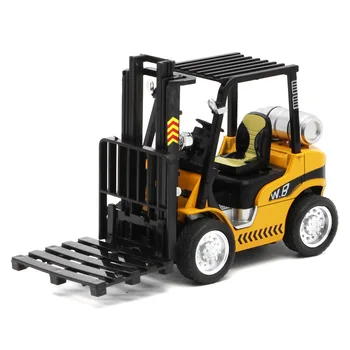 

1:24 Diecast Construction Forklift Hoist Model Cars Boy Truck Toys with Pull Back Function Sound Light for Kids Gift Box