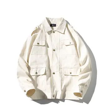 

Men Japan Style Jackets Vintage Fashion Loose Casual Multi-pockets Cargo Jackets Male Streetwear Hip Hop Coat Outerwear Y3069
