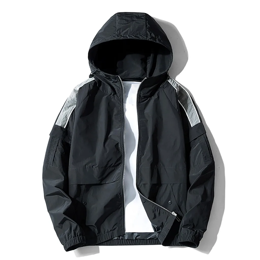 Men's Autumn Winter Casual Outwear Zipper Breathable Patchwork Coat masculina Slim Fit Young Men Hooded bomber jacket men Y822